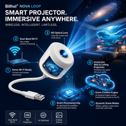 Billhol® Smart Star Projector – 5D Galaxy & Ocean Night Light